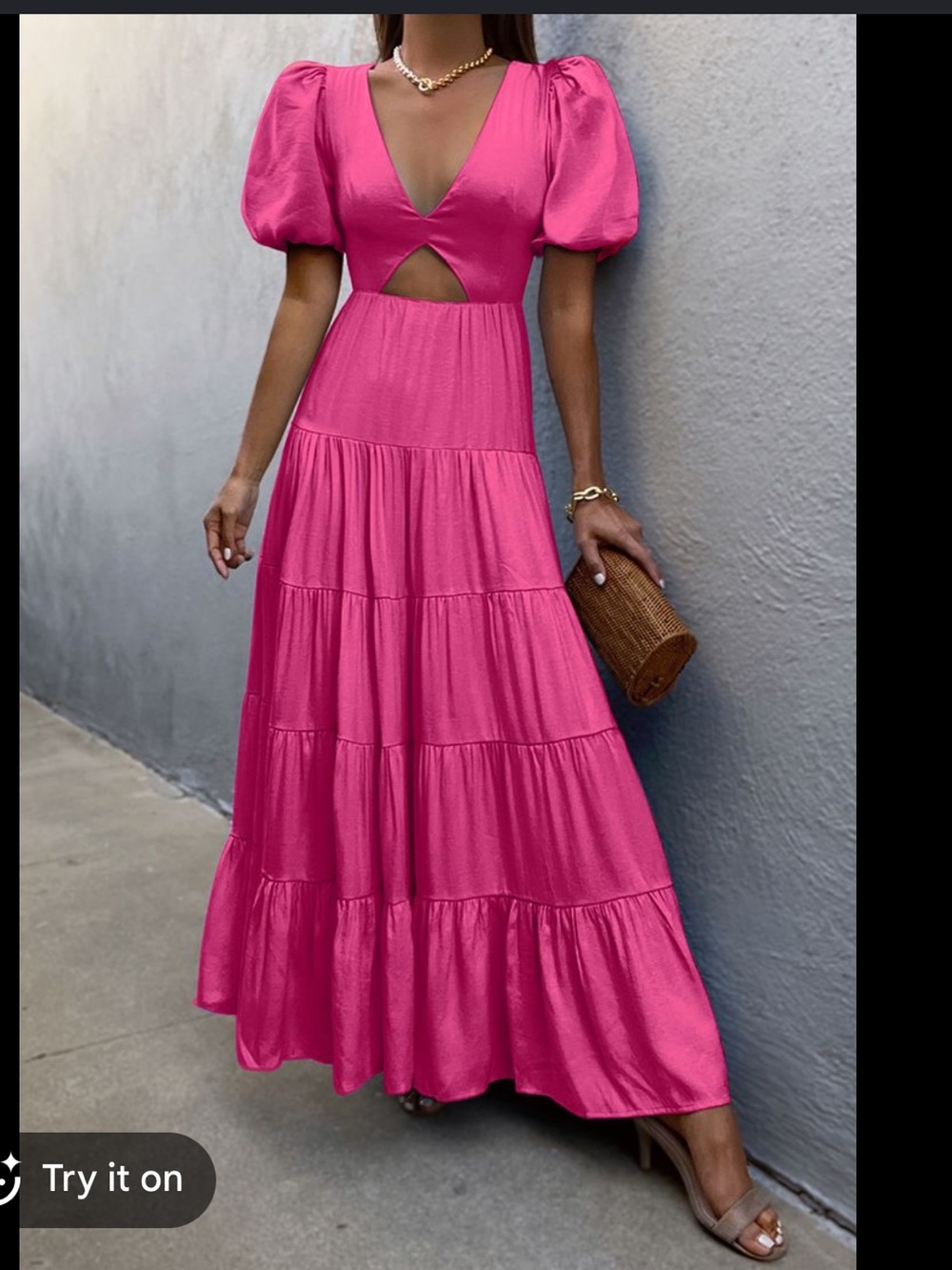 RNWY open back pink maxi dress